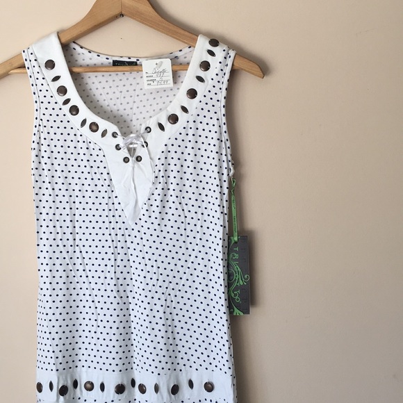 🆕 TRICOTTO White Blue Polka Dot Dress - Picture 2 of 7